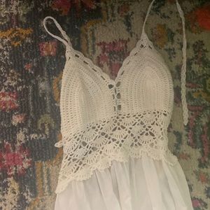 Boho white dress knit